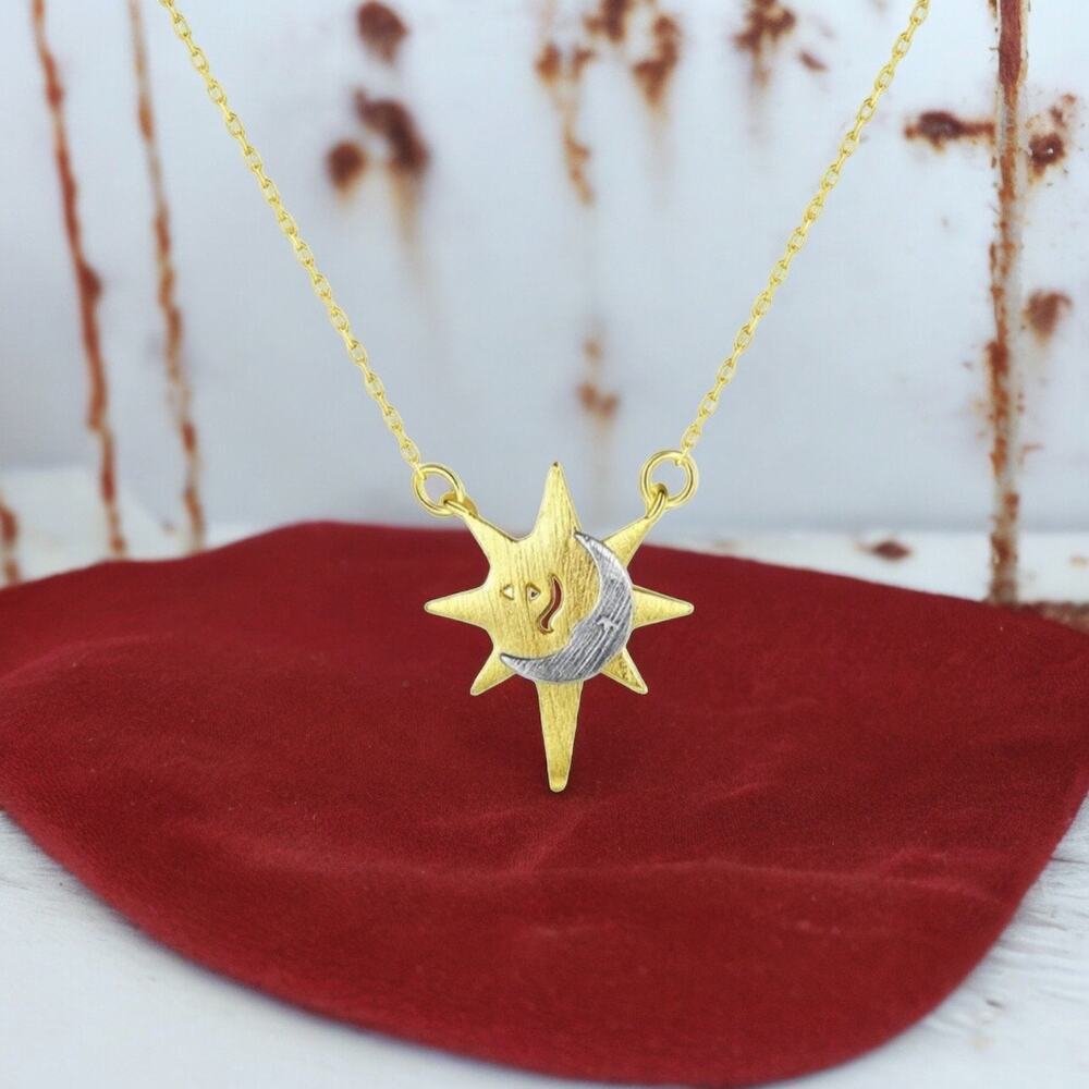 NEW 925 sterling silver star sun moon necklace chain jewelry B16A